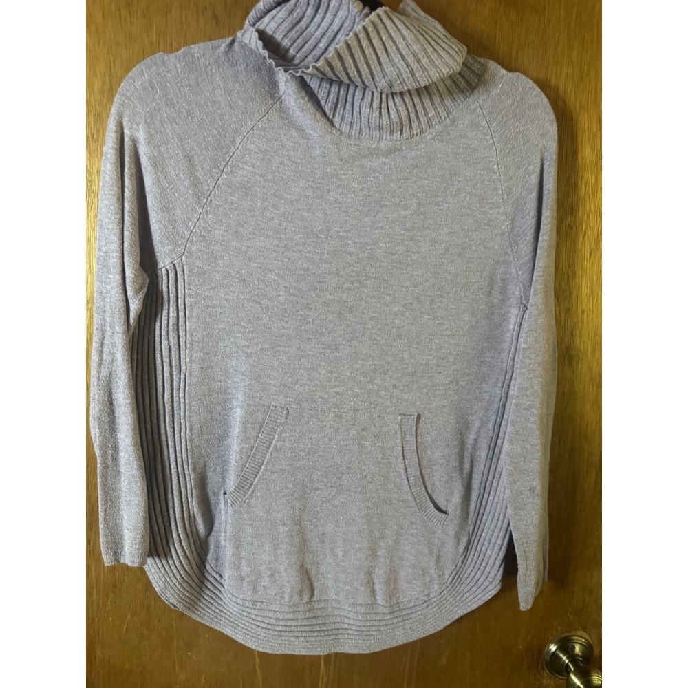 Vila Milano Women Lavender Purple Cowl Neck Wool Blend Pullover Sweater Pocket
